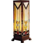 Lumilamp Tiffany Tafellamp 12x12x35 cm Beige Bruin Glas