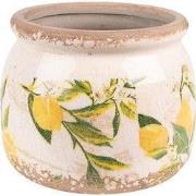 Clayre & Eef Bloempot Ø 12x9 cm Geel Keramiek Citroen