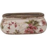 Clayre & Eef Bloempot 18x8x7 cm Roze Beige Keramiek Bloemen