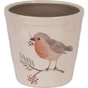 Clayre & Eef Bloempot Ø 15x14 cm Beige Keramiek Vogel