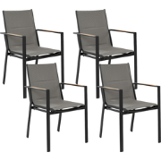 BUSSETO  - Tuinstoel set van 4 - Zwart - Aluminium