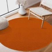 Uni Rond Oranje Vloerkleed – Modern Laagpolig Effen Tapijt- 300 CM RON...