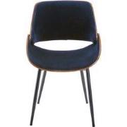 Stoel met walnootafwerking en fluwelen zitting - Mannix