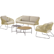 Mischa tuin loungeset naturel 5delig - tweezitsbank, twee fauteuils, t...