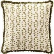 FRANCINE - kussenhoes 45x45 cm - 100% katoen - bladmotief en franjes -...