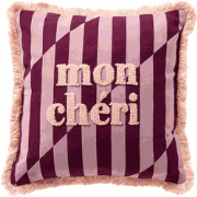 CHERIE - sierkussen 45x45 cm - gestreept - 100% katoen - Rosebud - roz...