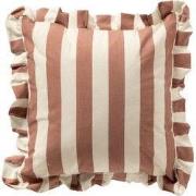 BELLA - kussenhoes 45x45 cm - gestreept - ruches - Old Rose - roze