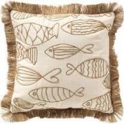 NEMO - kussenhoes 45x45 cm - gerecycled - jute franjes - Snow White - ...