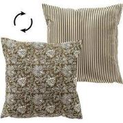 JOELLE - sierkussen 45x45 cm - bloemenmotief - 100% katoen - Green Mos...