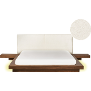 ZEN - Tweepersoonsbed met LED - Bruin - 160 x 200 cm - Bouclé