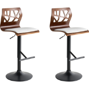 PETERSBURG - Barkruk set van 2 - Donkerbruin/Wit - Kunstleer