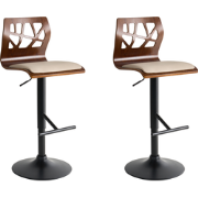 PETERSBURG - Barkruk set van 2 - Donkerbruin/Beige - Kunstleer