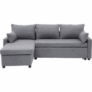 3-zits slaapbank in stof met chaise longue L219 cm - LOUISON