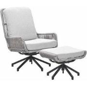 Garden Impressions Bosh loungestoel draaibaar incl. voetenbank - zand