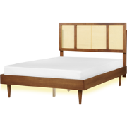 AURAY - Tweepersoonsbed LED - Lichthout - 140 x 200 cm - Rubberhout