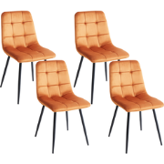 POWELL - Eetkamerstoel set van 4 - Oranje - Fluweel