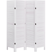 AVENES - Roomdivider met 4 panelen - Gebroken wit - Paulowniahout