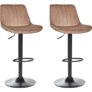 DUBROVNIK - Barkruk set van 2 - Lichtbruin - Fluweel