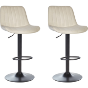 DUBROVNIK - Barkruk verstelbaar set van 2 - Lichtbeige - Fluweel