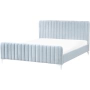 LUNAN - Tweepersoonsbed - Lichtblauw - 180 x 200 cm - Fluweel