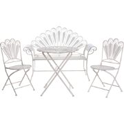 PAVIA - Bistroset met bankje - Gebroken wit - IJzer