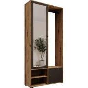 Meubella - Deacon - Halkast met 2 deuren - Eiken/Zwart