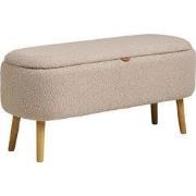 Opbergbank Beige Bouclé Stof - 95x45x37cm - Harlow