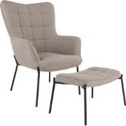 Fauteuil Grijs - Incl. Voetenbankje - 73cm - Glasgow