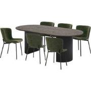 Eetkamerset Boavista Zwart - Incl. Maceda Set Van 6