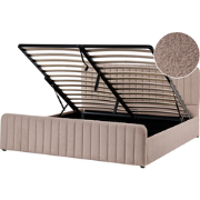 LUNAN - Tweepersoonsbed - Taupe - 180 x 200 cm - Bouclé