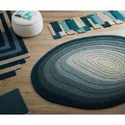 Laagpolig Abstract Vloerkleed - Puddle Ombre Wool Ovaal - Blauw - 200x...