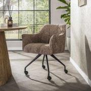 Set van 2 Eetkamerstoelen Tova Stof Hoven Rich Champagne Met Wieltjes