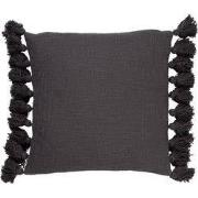 RUBY - Sierkussen 45x45 cm - 100% katoen - met flosjes - Charcoal Gray...