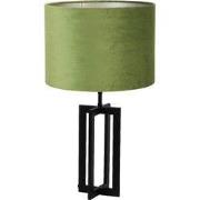 Tafellamp Mace/Velours - Zwart/Olijf groen - Ø30x56cm