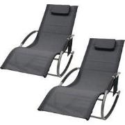 Set van 2 schommelstoelen met kussen en zijvak antraciet gemaakt van p...