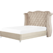 AYETTE  - Tweepersoonsbed - Beige - 180 x 200 cm - Fluweel