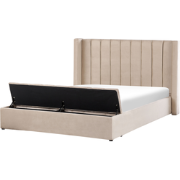 NOYERS - Bed met opbergruimte - Beige - 180 x 200 cm - Fluweel