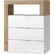 Opbergmeubel met 3 lades wit- en eikendecor L64 cm - HAMBURG