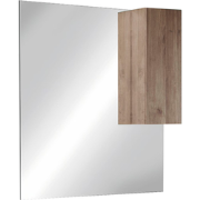 Spiegel met lamp en opbergkolom in donkerhoutdecor L80 cm - JUPITER