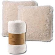 VOORDEELSET - 3-delig - Fluffy & Owen - 2 sierkussens 45x45 cm - 1 pla...