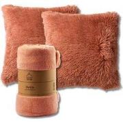 VOORDEELSET - 3-delig - Fluffy & Owen - 2 sierkussens 45x45 cm - 1 pla...