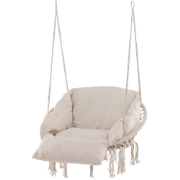Leah katoenen tuin hangstoel beige - met zitkussen