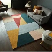 Alwyn vloerkleed - Laagpolig - 100% Wol - Geo Modern - Multi / Roze - ...