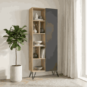 Boekenkast Jedda Eik Antraciet Melamine 79x190x32 cm