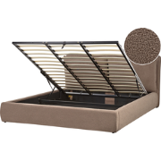 BAJONNA - Bed met opbergruimte - Bruin - 180 x 200 cm - Bouclé