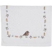 Clayre & Eef Gastendoekje 40x66 cm Beige Bruin Katoen Vogel