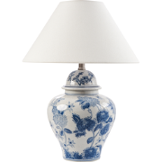 SORRAIA - Tafellamp - Wit/Blauw - Porselein/Linnen