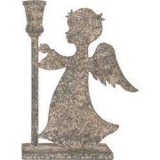 Clayre & Eef Kandelaar Engel 17x9x22 cm Grijs Metaal