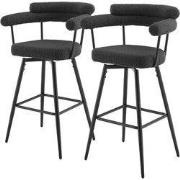 Set van 2 barkrukken 360° draaibaar donkergrijs 61x103x55 cm met armle...