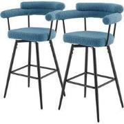 Set van 2 barkrukken 360° draaibaar blauw 61x103x55 cm met armleuning,...